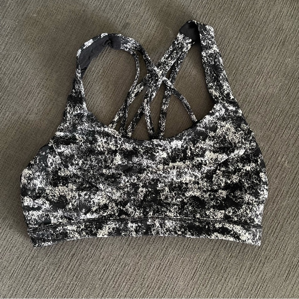 Lululemon Free To Be Serene Bra Jacquard Black White - Size 6